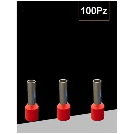 Confezione 100pz Tubetto Capicorda Isolato Per Cavi Da 2.5mm² Terminale 8mm E2508 - Rosso (1/4)