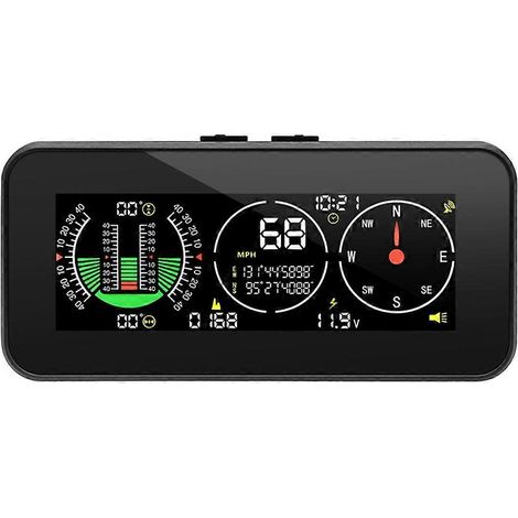 Affichage tête haute (HUD) pour voiture, inclinomètre, boussole, compteur de vitesse, GPS, alarme de survitesse, indicateur de pente numérique, pièces automobiles (1/5)