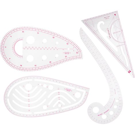 Règle de couture 4 pièces flexible courbée haute précision transparente pour patronage dessin peinture sur tissu (1/5)