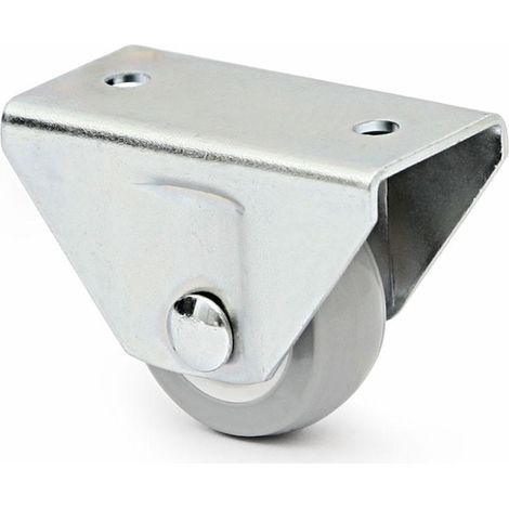 rueda fija oliver aro de goma gris ø30 h39 soporte de acero zincado. (1/2)