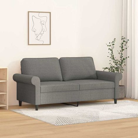 vidaXL Canapé à 2 places Gris foncé 140 cm Tissu (1/5)