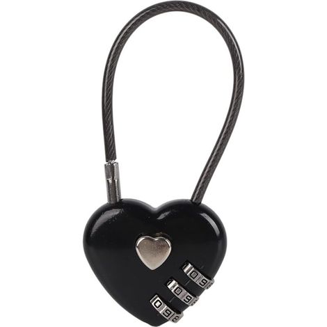 Cadenas à combinaison portable à 3 chiffres SHINING HOUSE, cadenas de couple durable en forme de cœur, cadenas pour armoire, boîte à bijoux, sac à dos, bagage (noir) (1/5)