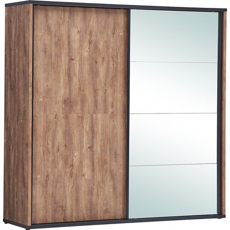 Armoire adulte style industriel chêne/noir Esperance
