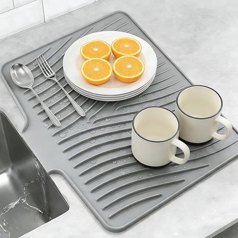 40331.5cm Tapis Egouttoir Vaisselle Silicone Egoutoire Cuisine,Gris (1/5)
