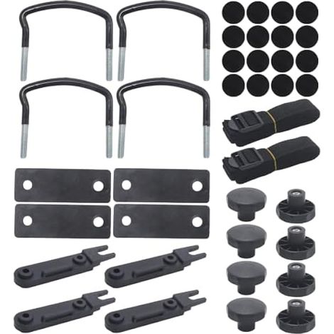Lot de 4 supports de fixation en U pour coffre de toit en alliage d'aluminium avec coussinets et écrous de sécurité, accessoires de fixation pour barres de toit (1/4)
