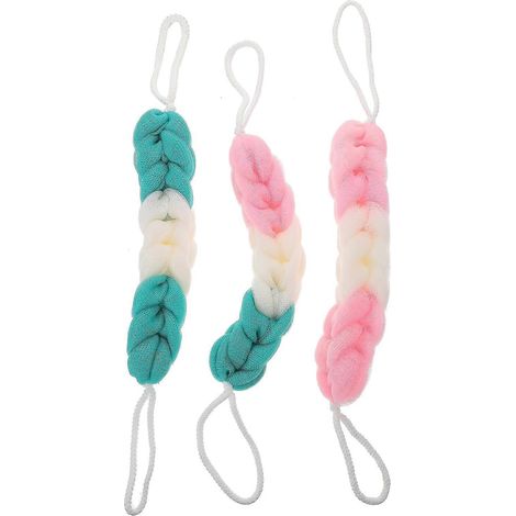 Lot de 3 éponges exfoliantes pour le bain et la douche, avec dos extensible et maille (couleur aléatoire)-30.00X5.00X5.00CM (1/2)
