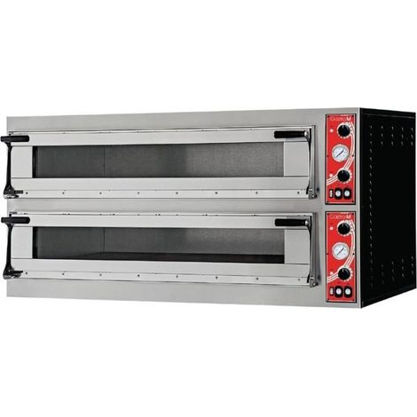 Four inox 2 chambres de 3 pizzas (Ø)350 mm, 12 000 W, 400 V - TRI