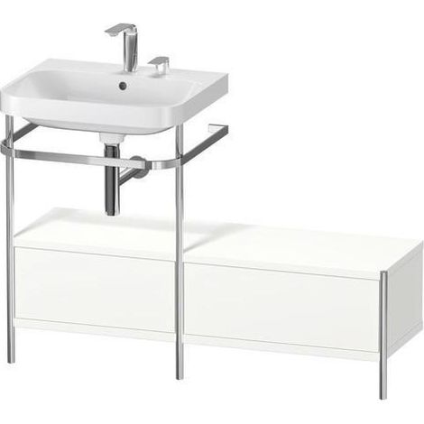 Ensemble lavabo HAPPY D.2 PLUS 1200x490mm sans trou de robinetterie, blanc super mat