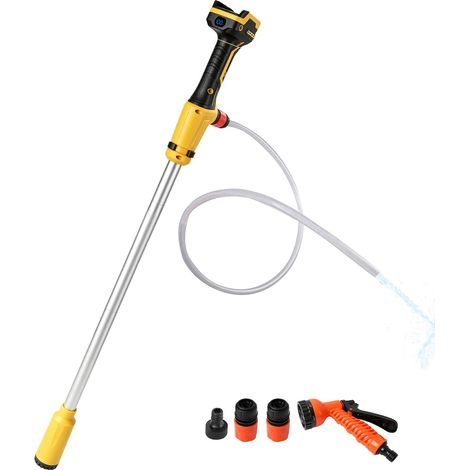 Pompe à eau submersible sans fil compatible avec 18V/20V, débit 2736 l/h, pompe portable pour vider les citernes, les bassins, les bateaux (Jaune) (1/5)