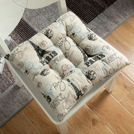 Lot de 4 Coussins Siège 40x40x5 cm Intérieur Extérieur Rembourrage Coton Épais Matelassé (1/4)