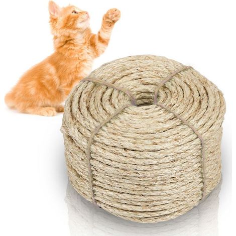 Corde en sisal naturel pour animaux de compagnie, corde en sisal résistante à l'usure pour jouets pour griffoir de chat - Décoration de jardin et bricolage, 3000 x 0,8 cm (1/5)