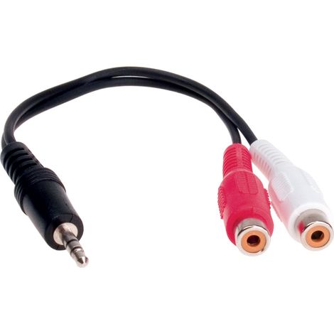 Câble audio Jack 3,5 mm - Universel - Connecteur RCA - Couleur noire