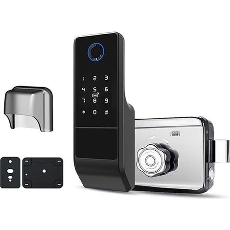 Serrure Porte Intelligente Étanche Wifi Mot de Passe Numérique Double Empreinte Digitale pour Porte Extérieure (1/4)
