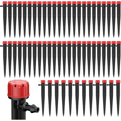 60pcs 6.35mm Hose Dripper Sprinkler Sprinkler Head with 360° Adjustable Flow for Plant Watering System (1/5)