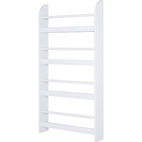 Étagère murale en bois pour livres et magazines, 4 niveaux, 59l x 12P x 113H cm, blanc (1/5)