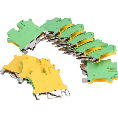Lot de 50 borniers de terre DIN rail 2 voies câblage latéral 34A USLKG-5 ABS cuivre (1/5)
