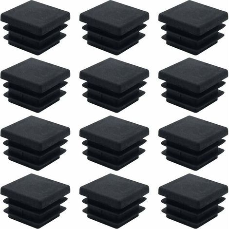 40 tapones cuadrados para extremos de muebles, tapones de tubo cuadrados de plástico de 20 mm x 20 mm, tapones antideslizantes para tubos, tapones rectangulares negros, tapones de inserción, cubiertas (1/4)