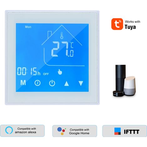 Tuya WiFi Chauffage de l'Eau Thermostat Intelligent Programmation Hebdomadaire (Plomberie), blanc (1/5)