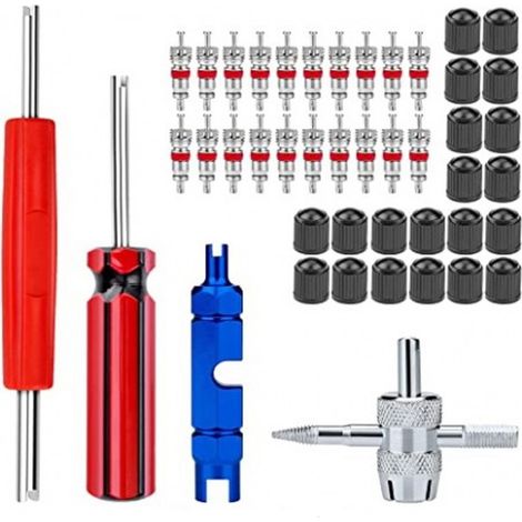 Kit De Démontage De Noyaux De Valve - 44 Pièces - Têtes Simple Et Double - Pour Vélo Moto Voiture Et Climatisation (1/5)