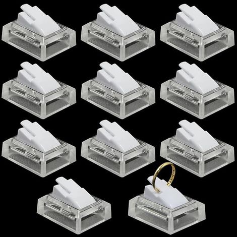 Porte Bague Bijoux PréSentoir Armoire - Plastique Vitrine, Organisateur, Exposition De Bijoux, Vitrine Commerciale, Chambres, Magasins, Blanc, 3,7 X 3 X 2,3cm (1/5)