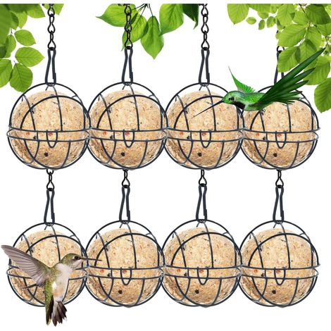 Mangeoire Pour Oiseaux - En Céramique Noire - Avec Crochet S - Dimensions Compactes - Pour Balcon Jardin Fenêtre - Lot De 8