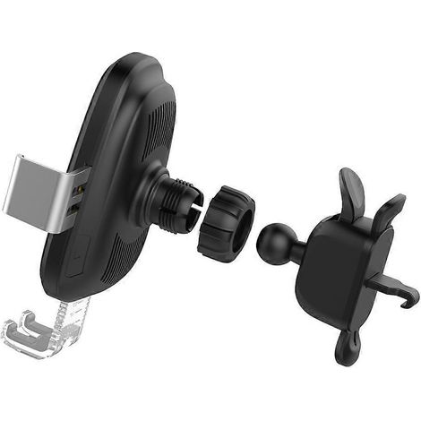 Chargeur de voiture sans fil 10 W, 7,5 W ou 5 W, fixation automatique par induction infrarouge sur grille d'aération.