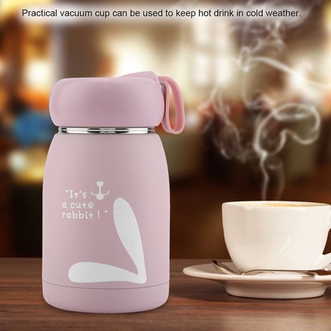 Gourde isotherme en acier inoxydable avec motif lapin mignon, tasse thermos rose, bouteille d'eau réutilisable pour boissons chaudes et froides, mug à emporter (1/5)