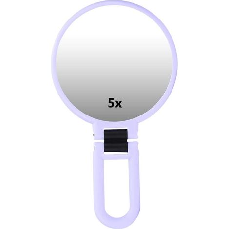 Miroir grossissant pliable x5, miroir de maquillage portable de voyage avec miroir cosmétique réglable (violet) (1/5)