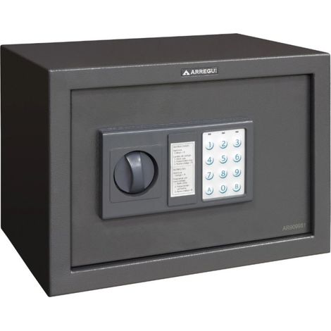 Coffre-fort électronique Arregui 9L Ouverture par code et clé d'urgence Dimensions extérieures : 20 x 31 x 20 cm