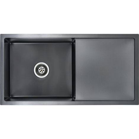 Lavello da cucina fatto a mano con filtro in acciaio inox nero 020002371