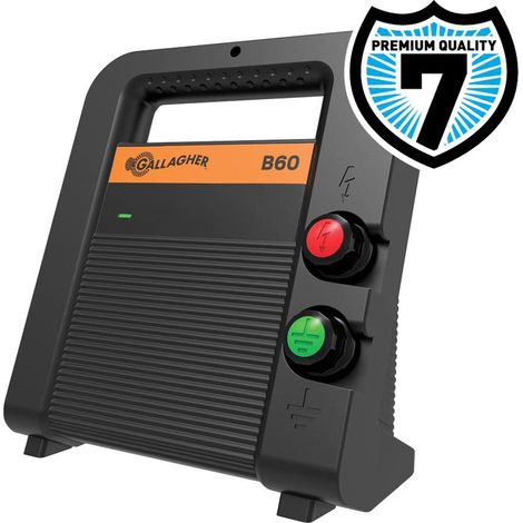 Gallagher B60 Electrificateur à batterie 12V - 0,6 j pour clôtures jusqu'à 8 km pour chevaux, bovins, moutons, chèvres et porcs (1/2)