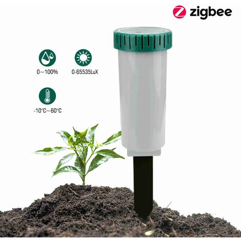 Compteur de sol pour plantes de jardin, testeur de température et d'humidité, contrôle via application Tuya Zigbee, blanc, vert (1/5)
