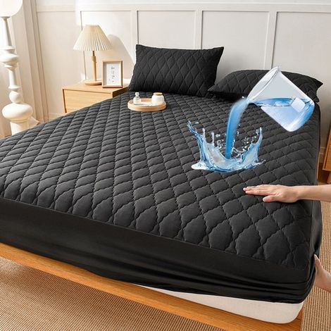 Juego colchón almohada impermeables, membrana TPU impermeable, fácil instalar, transpirable elástico, suave cómodo, lavable, gris 198 x 203 cm (1/5)