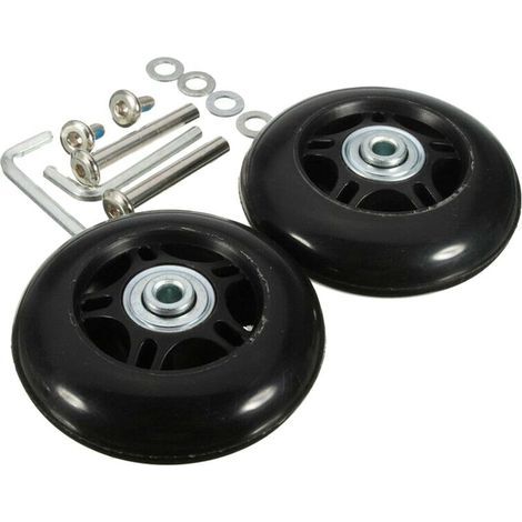Roulettes de rechange pour bagages - 60 mm x 24 mm - Lot de 2 - Roulettes universelles en caoutchouc - Roulettes pivotantes universelles - Roulettes de rechange pour bagages - Noires (1/5)