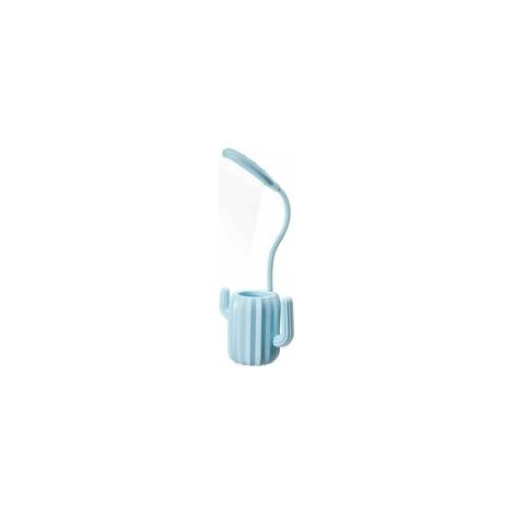 Lampe de bureau LED tactile sans fil, luminosité réglable avec pot à crayon, bleu –