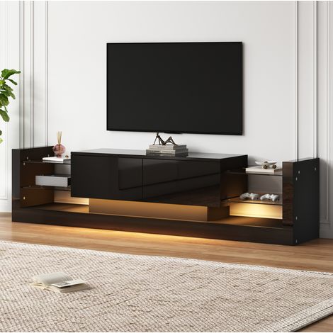 MEUBLIV TV-Lowboard 181 cm schwarz – Hochglanzfront, LED und Stauraum für 80 Zoll (1/5)