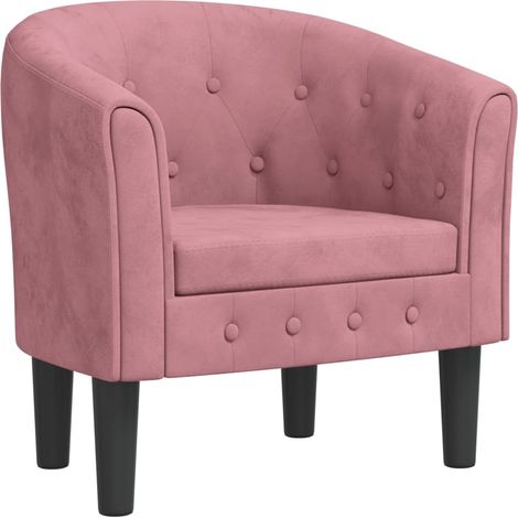 Tub Chair Pink Velvet vidaXL