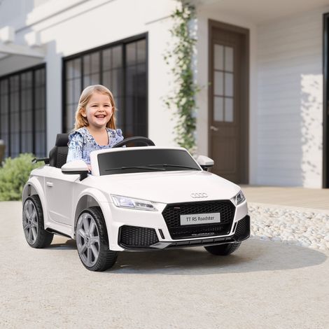 Voiture électrique enfant Audi TT RS Roadster blanche, 3 km/h, télécommande, LED, USB (1/5)