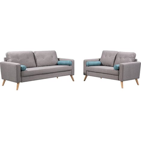 Divano 3+2 posti in tessuto Grigio melange - TATUM