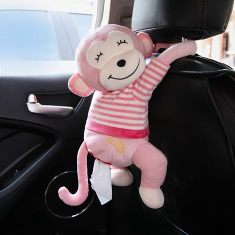 Boîte à mouchoirs en papier pour voiture avec singe, boîte d'accoudoir créative, boîte à mouchoirs suspendue pour siège arrière, intérieur de voiture (1/5)