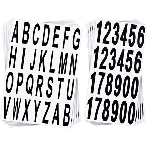 10 Blatt Nummernaufkleber, Briefkastenbuchstaben, schwarze Vinyl-Alphabet-Nummernaufkleber für Zuhause, Wohnung, Adresse, Fenster, Tür, Auto, LKW (1/5)