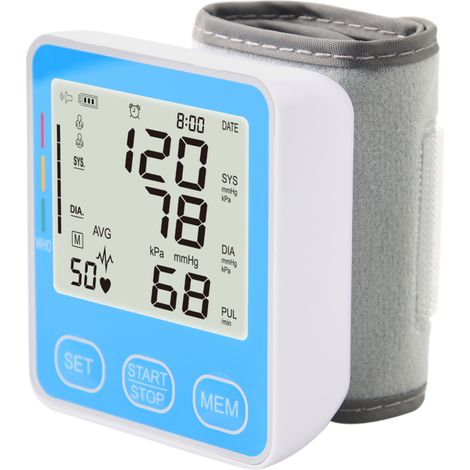 Elektronisches Blutdruckmessgerät für das Handgelenk, digitales LCD-Display, vollautomatisches Blutdruckmessgerät mit Herzfrequenzerkennung