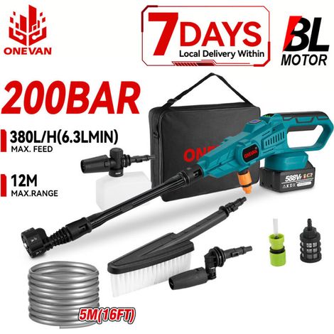 Nettoyeur haute pression sans fil 200 bars, nettoyeur de voiture portable, compatible avec les batteries Makita (batteries non incluses)