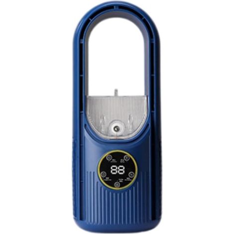 Ventilador de escritorio eléctrico sin aspas, con enchufe USB, rociador ajustable, 6 modos, luz nocturna LED y función de niebla de agua (azul). (1/3)