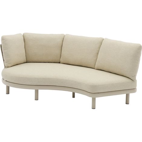 PROLOISIRS Méridienne ronde NUAGE - Aluminium époxy et teck FSC - Crème - 188 x 155 x 85 cm