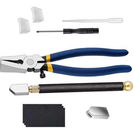 Glasschneidwerkzeug-Set – Robuste Glasschneidwerkzeuge, geeignet für Heimwerkerarbeiten, Schneidearbeiten und Fliesenarbeiten. (1/4)