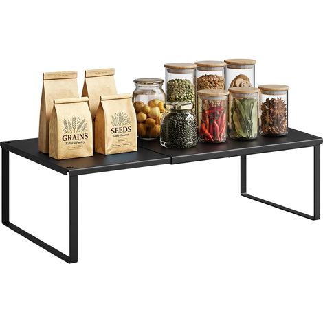 WOLTU Organizador/estante extensible para especias de encimera, (30-45) x 25 x 13 cm, negro (1/5)