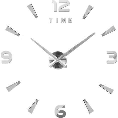 Reloj de pared DIY, sin marco, efecto espejo 3D, gran tamaño, adhesivos de pared silenciosos para sala de estar y decoración del hogar (1/5)