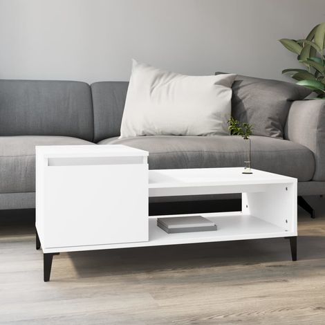 Coffee Table White 100x50x45 cm Engineered Wood vidaXL (1/5)