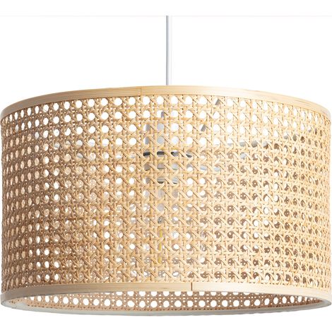 LEDKIA – Suspension en rotin naturel Mampa – Compatible ampoule E27 – Design élégant pour salle à manger, salon, bureau – Finition artisanale (1/5)